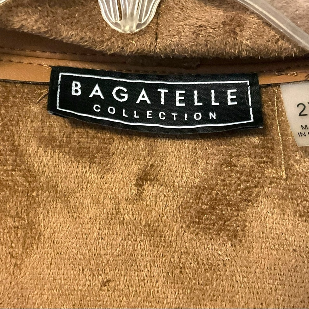 BAGATELLE Faux Suede‎ Tan Open Crop Jacket Coat SZ 2X Women Moto Western Casual - Picture 6 of 8